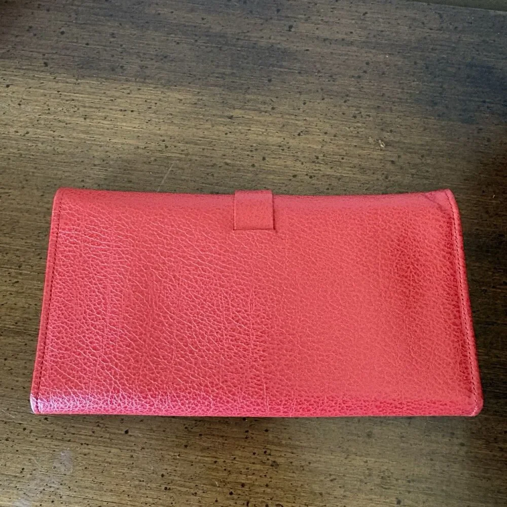 Baronet Fifth Avenue Vintage Red Cowhide Wallet Checkbook Cover Coin Purse